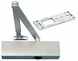 GEZE TS 2000 V BC Silber Gestängetürschließer für einflügelige Türen bis 1250 mm Flügelbreite mit Gestänge und Montageplatte/Set 3 in 1