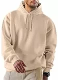 Elegancity Hoodie Herren Kapuzenpullover Langarm Pullover Einfarbig Sweatshirts Basic Sweat Hoodie Baumwolle Winter Casual Khaki M