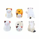 Hontaog 6 Stück Katze Stäbchen Halter, Essstäbchen Halter Keramik Katze, Geschirrablage Im Japanischen Stil, Stäbchen Rest Rack Löffel Messer Gabel Halter, Hausdekoration, 6 Katzenmotive