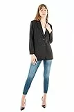 ICHI IHKATE SUS OVERSIZE BL Damen Blazer Longblazer Jacke Long-Blazer mit Knöpfen Stretch und Reverskragen, Größe:XL, Farbe:Black (194008)