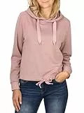 DENIMFY Hoodie Damen Kurz Regular Fit DFHanna Crop Kapuzenpullover Pullover Sweatshirt Oberteil Kapuze Rose XL, Größe:XL, Farben:Antique Rose (53303)
