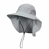 Kato Tirrinia Outdoor Sonnenhut Herren Damen mit Nackenschutz, UPF 50 UV Schutz Safari Bucket Hut, Faltbar Cap Sonnenschutz für Anglerhut Wanderhut Gartenhut Tropenhut, Grau