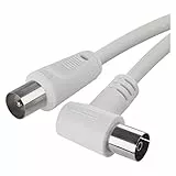 EMOS Antennenkabel, Koaxialkabel, Fernsehkabel 2,5 m, Koax-Kabel für Digitales Fernsehen, TV, Receiver, SAT, doppelt abgeschirmt, gerader Koax-Stecker auf gewinkelte Koax-Buchse (90° Grad)