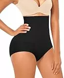 YARRCO Nahtlose Miederslips Damen Bauchweg Unterhose Hohe Taille Shapewear Miederhose Figurformende Unterwäsche (Schwarz-Elastisch, M)