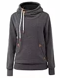 Cindeyar Damen Hoodie Winter Pullover Kapuzenpullover Langarm Baumwoll Mischung Warmer Sweatshirt Kapuzenjacke(107-Grau,L)