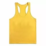 UHouse Tank Top Herren Sommer Trägershirt Einfarbig Tank Top Leichte Tank Tops Einfarbig Tanktop Y2k Tanktop Print Shirt Baumwolle Achselshirt Gelb M