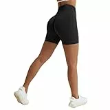 Vertvie Damen Gym Shorts Booty Scrunch High Wasit Sport Shorts Nahtlose Sporthose Kurz Leggings Workout Push Up Radlershorts Fitness Laufen(Schwarz,M)