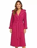 Morgenstern Bademantel Damen mit Kapuze 100% Baumwolle Frottee OEKO-TEX® Morgenmantel Marina Fuchsia Gr. M