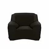 Deconovo 1-Sitzer Sofa Cover Elasticised, Sofabezug Anti-Rutsch und Fleck resistent, Sofadecke mit Armlehnen Anti-Scratch Universal Cat Soft Fabric, Braun