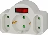 Brennenstuhl Mehrfachsteckdose, Steckdosenadapter 3-Fach mit Schalter (Zwischenstecker bestehend aus 2 x Eurosteckdose & 1 x Schutzkontakt) weiß
