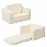 MeMoreCool Cord Kindersofa, Kinder Relaxsessel, Baby Lounge Sofa, Mini Couch für Kuschelecke Kinderzimmer, ausklappbare Couch für Jungen und Mädchen im Alter von 1–3 Jahren, Beige