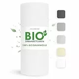 Jacobson Bio Spannbettlaken 140x200cm Baumwolle Spannbettlaken, GOTS zertifiziertes Bettlaken, 160g/m² Jersey Spannbetttuch (140x200, Weiß)