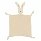 ZIGJOY Schmusetuch Schnuffeltuch mit Hase-Köpfchen Kuscheltuch Musselin Babydecke Komfort für Neugeborene Babys und Kleinkinder ab 0+ Monaten Geschenk zur Geburt für Junge und Mädchen Beige
