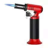 Sondiko Küchenbrenner Profi S907, Nachfüllbarer Flambierbrenner mit Brennstoffanzeige, Regulierbare Flamme Crème Brûlée Brenner, Gasbrenner für Küche, Backen, Rot & Schwarz (Butan Nicht Inbegriffen)