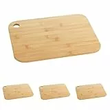 WENKO Schneidebrett Bambus M, beidseitig verwendbar, Brett mit Griffloch aus umweltfreundlichem, schnell nachwachsendem Bambus, messerschonend, platzsparende Aufhängung möglich, 28 x 0,8 x 20 cm