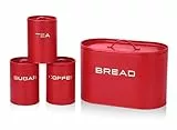 GOURMETmaxx Brotkasten inkl. Vorratsdosen-Set - 8-tlg. Set | Stilvolle & luftdichte Metalldosen mit Deckel und Beschriftungen für Brot, Kaffee, Tee & Zucker | Aromadicht für frische Lebensmittel