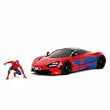 Jada Toys Marvel Auto McLaren 720S (19 cm) mit Spider-Man Figur (5 cm) - Modellauto mit Teilen zum Öffnen, Spielzeug-Set aus Metall für Fans und Kinder ab 8 Jahre