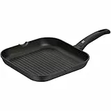 WMF Grillpfanne 27 x 27 cm mit Ausguss, Steakpfanne gerillt, nicht induktionsgeeignet, Aluminium beschichtet, Grill Pfanne ideal zum knusprigen Braten, eckige Pfanne, Kunststoffgriff mit Flammschutz