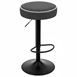 EUGAD Barhocker drehbar, runder Hocker höhenverstellbar, Küchenhocker mit Fußstütze, Tresenhocker Vintage-Kunstleder, für Bar Kücheninsel Bistro, Anthrazit, 1086BY-1