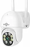 Hiseeu 【5MP+Automatische Verfolgen Überwachungskamera Aussen WLAN,360 ° Anzeigen PTZ Kamera mit 5X Digitaler Zoom,Farbe Nachtsicht,2-Wege-Audio,IP66 Wasserdicht,Cloud/SD-Karten Speicher