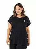 Zizzi Damen Große Größen Sport Shirt Kurzarm Rundhals Fitness Top, 50-52, Schwarz
