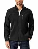 PINSPARK Winterjacke Herren Outdoor Fleecejacke Stehkragen Full Zip Fleece Jacke Winddichte Übergangsjacke Warm Ohne Kapuze Sweatjacke Laufen Wanderjacke XL Schwarz