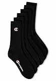 Champion Unisex Socks Basics 6pk Crew Füßlinge, Schwarz, 39-42 EU