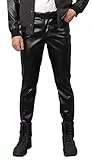 Panegy Herren PU Leder Hose Stretch Enge Hose Männer Schwarz Steampunk Dünne Bleistift Slim Fit Hosen