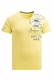 Camp David Herren T-Shirt V-Neck mit Used Prints und Patches Yellow Sun, XXXL