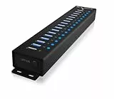ICY BOX USB HUB (17 Ports) 16x USB & 1x USB Laden, USB 3.2 Gen 1 (5 Gbit/s pro Port), mit 96W Netzteil, USB-A, Aluminium, IB-HUB1717-U3