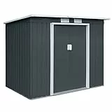 HATTORO P100 Gartenhaus mit Pultdach, Geräteschuppen 213x130x173cm, Gerätehaus mit 2 Schiebetüren, Belüftungsgitter & Metall-Rahmen, Modernes Grau/Anthrazit, Verzinkter Stahl