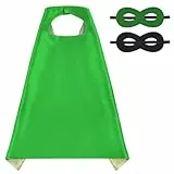AUYAO Superheld Cape Costume Kids 2Pcs Kurzer Doppelseitiges Umhang mit Maske Halloween Kostüm Kinderkostüm Mädchen Junge Faschingskostüme Karneval Cosplay Superhelden Cape Kinder Kostüm (B-Grau+Grün)