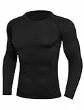 Crewhpo Kompressionsshirt Herren Langarm Sportshirt Funktionsshirt Atmungsaktiv Compression Shirt Schnell Trocknend Fitness Trainingsshirt für Männer Rundhalsausschnitt Classics M-3XL