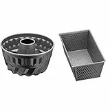 Original Kaiser Inspiration Gugelhupfform Mini 16cm, Gugelhupf Backform klein rund, Kuchenform antihaftbeschichtet für 1/2 Rezept, 16.8 x 9.4 x 16.8 cm & Inspiration Mini Backform Kastenform 20 cm