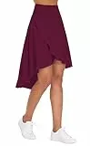 THE GYM PEOPLE Damenrock mit hoher Taille, Wickelrock, Rüschensaum, asymmetrischer Skort, hoch niedrig, fließend, Midirock mit Shorts