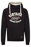 Blend Alejandro Herren Kapuzenpullover Hoodie Pullover Mit Kapuze Cross-Over-Kragen Und Fleece-Innenseite, Größe:L, Farbe:Black (70155)
