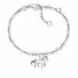 Herzengel Mädchen Armband für Kinder aus Sterling-Silber mit einem bunten Pony aus Emaille - Karabinerverschluss - längenverstellbar - nickelfrei