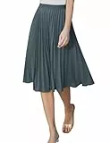 GRACE KARIN Faltenrock Damen A Linie Plisseerock Lang Bürorock Hochezeitsrock Hohe Taille Elastische M cl2473-30/Dunkelgrau