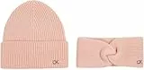 Calvin Klein Damen Geschenk-Set Ck Metal Beanie & Headband Strickmütze & Stirnband, Rosa (Petal Blush), Einheitsgröße