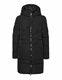 Noisy May Damen Lange Puffer Jacke | Warmer Stepp Wintermantel mit Kapuze | Wattierter Blouson NMDALCON, Farben:Schwarz, Größe:40