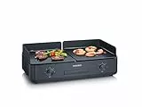 SEVERIN Tischgrill Plancha SUAVE, mit 2 keramikbeschichteten Grillflächen, Elektrogrill mit 5 unabhängig regelbaren Stufen je Seite, einstellbar bis zu 240°C, 2.200 W, schwarz, PG 8569