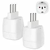 vutizal Reiseadapter Italien 2 Stück, Adapter Italien Steckdose,Adapter Italien, Reisestecker Italien, Reiseadapter Typ L für Italien, Syrien, Uruguay, Chile, Weiß