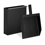 Relaxdays Ascheeimer mit Schaufel, Aschebehälter für Kamin, Grill, Ofen, Aschekasten, Ascheschaufel m. Einschub, schwarz