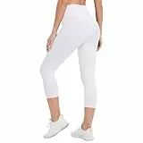 DDOBB Leggings Damen 3/4 High Waist Capri Sporthose Blickdicht Elastisch Kurze für Yogahose Fitness Zuhause Laufhose(B-Weiß, (DE50-52)=XXL)