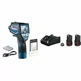 Bosch Professional Infrarot-Thermometer GIS 1000 C (mit App-Funktion, Temperaturbereich: –40 °C bis 1000 °C, 4x AA, im Karton) + 12V Akku Starter-Set: GBA 12V 2x 2.0Ah Akku + Ladegerät GAL 12V-40