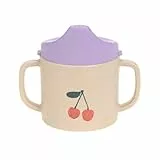 LÄSSIG Kinder Trinklernbecher mit Henkel und abnehmbarem Deckel 150 ml/Sippy Cup Happy Fruits Cherry