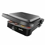 Cecotec Rock'nGrill 2000 Elektrogrill mit offenem Grill, 2000W, Öffnung 180°, Antihaftbeschichtung, schwimmende Platte, Fettauffang, vertikale Lagerung, einstellbare Temperatur, 279x229 mm