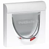 PetSafe Staywell Klassische Magnetische Katzenklappe, Magnet-Schlüssel gibt nur Ihrer Katze Zugang - hält fremde Tiere draußen, mit 4 Verschlussoptionen, für Katzen bis zu 7 kg, Weiß