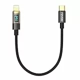 RAVIAD USB C Lightning Kabel Kurz 30CM [MFi Zertifiziert] Power Delivery 27W Nylon Typ C to Lightning Ladekabel für iPhone 14/13/13 Pro/13 Pro Max/12/12 Pro Max/12 Mini/11 Pro/X/XS/XR/8/SE -Schwarz