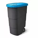 Prosperplast Wheeler 90L Müllbehälter mit Rädern und Deckel Mülltonne Müllgroßbehälter Großmülltonne Universaltonne Kunststoff (Blau)